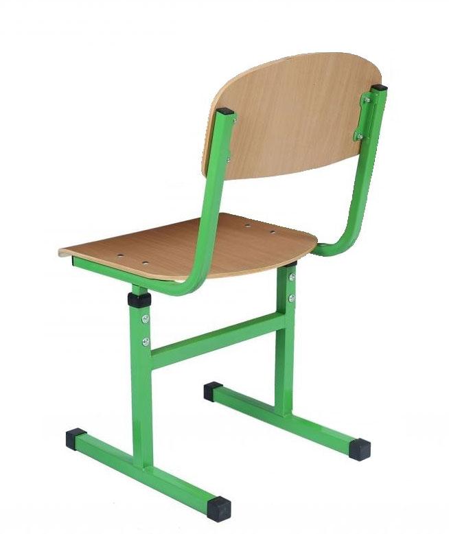 Стілець учнівський Т-подібний, на квадратній металевій трубі, з покриттям фанери пластиком HPL, ростові групи №3-6, АЛМАНТ, 380х448х696-816 мм, (h=340-460 мм).